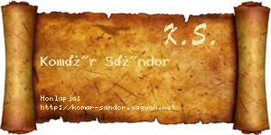 Komár Sándor névjegykártya
