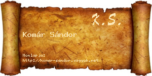 Komár Sándor névjegykártya